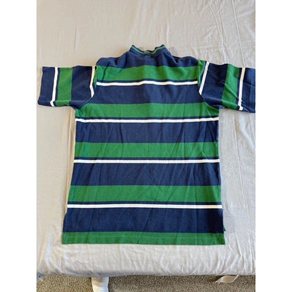 Polo Golf Ralph‎ Lauren Shirt XL Mens Short Sleeve Cotton Wide Strips Blue Green